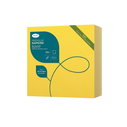 Servietten Bio Dunisoft 1/4 Falz / 40x40cm / gelb / Duni (PACK=60 STÜCK) Produktbild Additional View 1 L