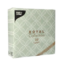 Servietten Royal Collection 1/4 Falz / 40x40cm / 3-lagig / jadegrün / Circle Flowers (PACK=50 STÜCK) Produktbild