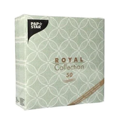 Servietten Royal Collection 1/4 Falz / 40x40cm / 3-lagig / jadegrün / Circle Flowers (PACK=50 STÜCK) Produktbild Front View L