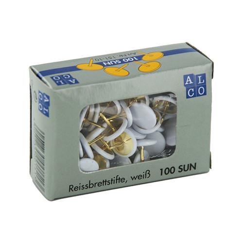 Reißnägel SUN ø 9,5mm plastiküberzogen weiß ALCO 151-10 (SCH=100 STÜCK) Produktbild Front View L