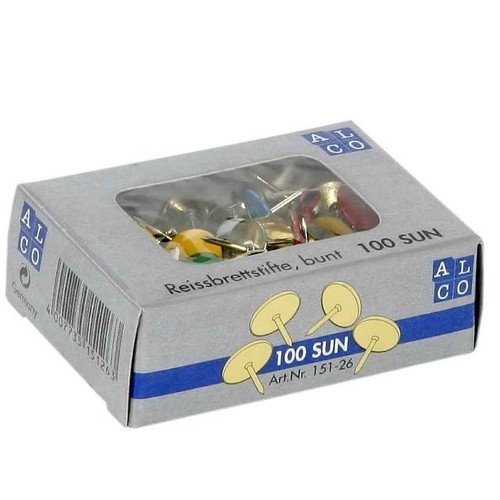 Reißnägel SUN ø 9,5mm plastiküberzogen farbig sortiert ALCO 151-26 (SCH=100 STÜCK) Produktbild Front View L