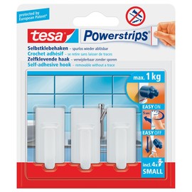 Powerstrips Haken Small Classic bis 1kg Haftkraft weiß Tesa 57530-00013-01 (PACK=3 STÜCK) Produktbild