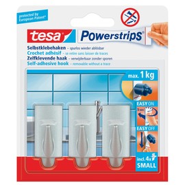 Powerstrips Haken Small Trend bis 750g Haftkraft matt chrom Tesa 57544-00010-03 (PACK=3 STÜCK) Produktbild