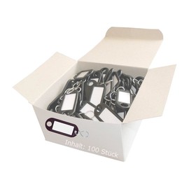 Schlüsselanhänger mit S-Haken und auswechselbaren Etiketten 52x21x3mm schwarz Kunststoff Wedo 262.8034.01 Produktbild