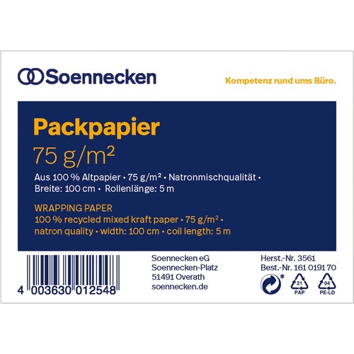 Packpapier 100cmx5m braun Altpapier natronbraun (RLL=5 METER) Produktbild Additional View 1 L
