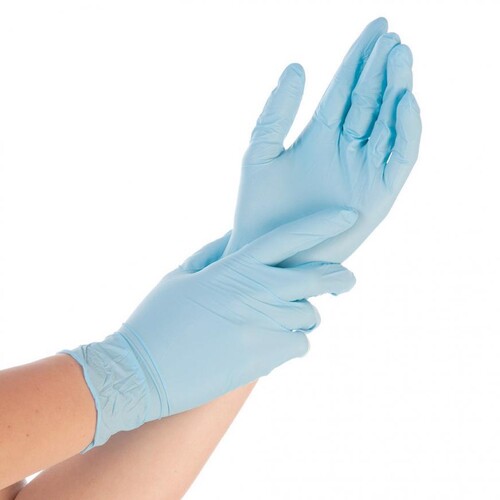 Nitril Einweghandschuhe SAFE LIGHT blau / ungepudert / Größe M / Spenderbox (BOX=100 STÜCK) Produktbild