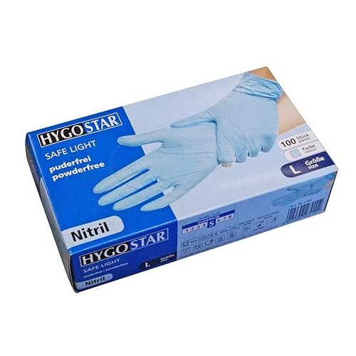 Nitril Einweghandschuhe SAFE LIGHT blau / ungepudert / Größe L / Spenderbox (BOX=100 STÜCK) Produktbild Additional View 1 L