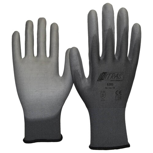 Montagehandschuhe Nylon / Gr.7 grau / PU beschichtet Nitras 6205 Produktbild Front View L