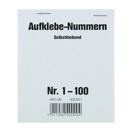 Aufklebenummern fortlaufend 1-100 selbstklebend Wolf & Appenzeller 400001 Produktbild