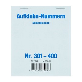 Aufklebenummern fortlaufend 301-400 selbstklebend Wolf & Appenzeller 400301 Produktbild