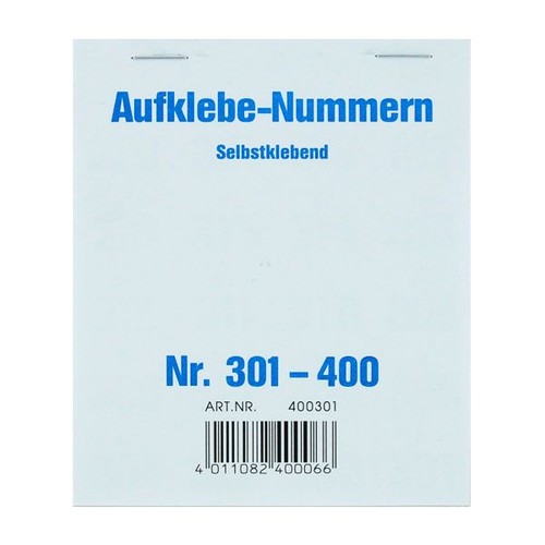 Aufklebenummern fortlaufend 301-400 selbstklebend Wolf & Appenzeller 400301 Produktbild