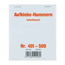 Aufklebenummern fortlaufend 401-500 selbstklebend Wolf & Appenzeller 400401 Produktbild