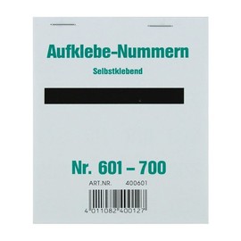 Aufklebenummern fortlaufend 601-700 selbstklebend Wolf & Appenzeller 400601 Produktbild