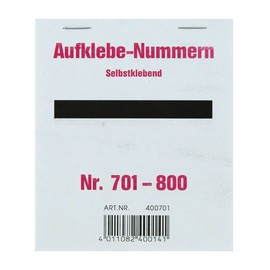 Aufklebenummern fortlaufend 701-800 selbstklebend Wolf & Appenzeller 400701 Produktbild