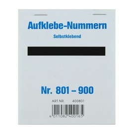 Aufklebenummern fortlaufend 801-900 selbstklebend Wolf & Appenzeller 400801 Produktbild