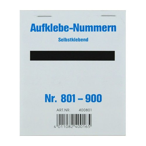 Aufklebenummern fortlaufend 801-900 selbstklebend Wolf & Appenzeller 400801 Produktbild