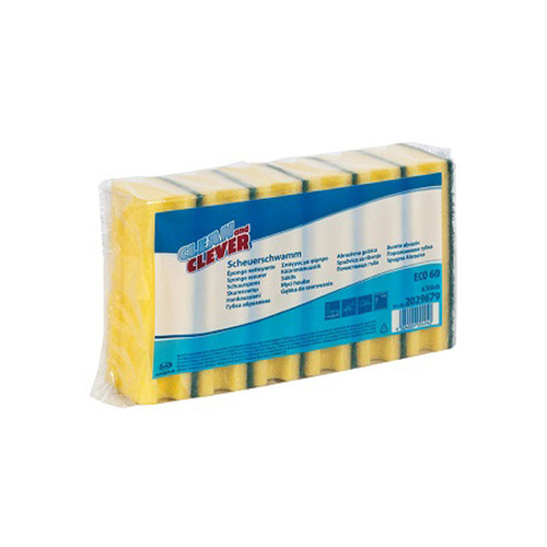 Scheuerschwamm klein SMA60 / 9x7x4,2cm / gelb-grün / CLEAN and CLEVER (PACK=6 STÜCK) Produktbild Additional View 1 L