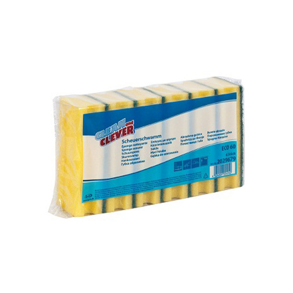 Scheuerschwamm klein SMA60 / 9x7x4,2cm / gelb-grün / CLEAN and CLEVER (PACK=6 STÜCK) Produktbild Additional View 1 XL