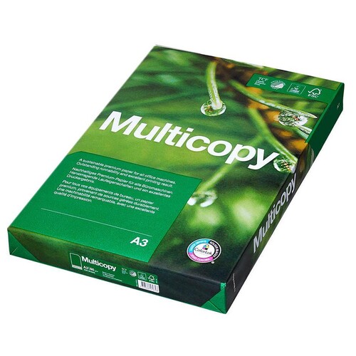 Kopierpapier MultiCopy A3 80g weiß TCF FSC EU-Ecolabel 168CIE Nordic Ecolabel Wood Papier Biogas (PACK=500 BLATT) Produktbild Front View L