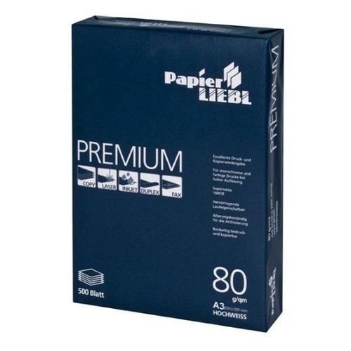 Kopierpapier 1A PAPIER LIEBL Premium A3 80g weiß 161CIE ECF (PACK=500 BLATT) Produktbild