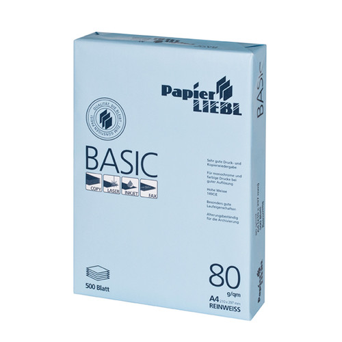 Kopierpapier 1A PAPIER LIEBL Basic A4 80g weiß (PACK=500 BLATT) Produktbild