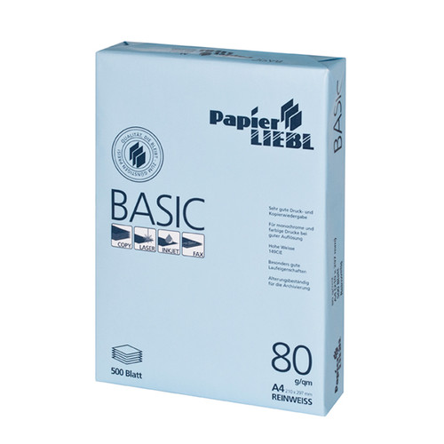 Kopierpapier 1A PAPIER LIEBL Basic A4 80g weiß 146CIE (PACK=500 BLATT) Produktbild