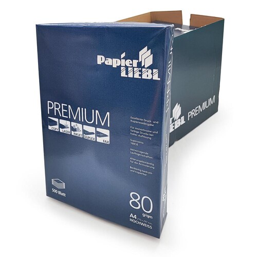 Kopierpapier 1A PAPIER LIEBL Premium A4 80g weiß 161CIE ECF (PACK=500 BLATT) Produktbild Additional View 2 L