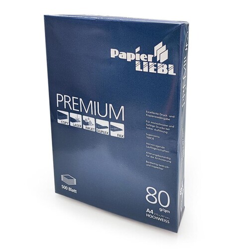 Kopierpapier 1A PAPIER LIEBL Premium A4 80g weiß 161CIE ECF (PACK=500 BLATT) Produktbild