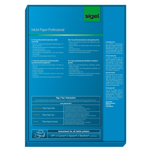 Fotopapier Inkjet A4 160g hochweiß matt Sigel IP286 (PACK=100 BLATT) Produktbild Additional View 2 L