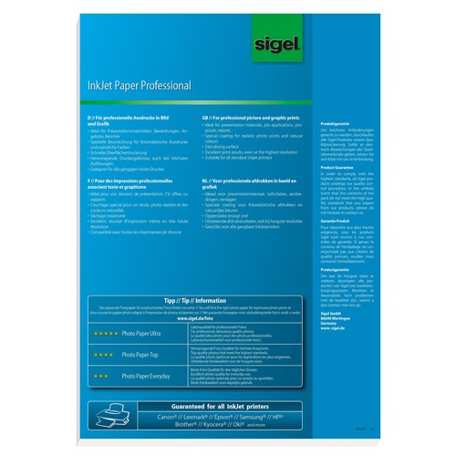 Fotopapier Inkjet A3 160g hochweiß matt Sigel IP383 (PACK=100 BLATT) Produktbild Additional View 2 L