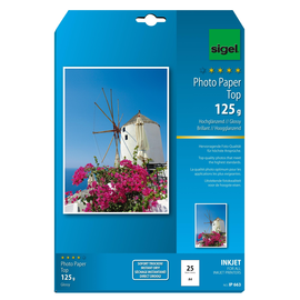 Fotopapier Inkjet Top A4 125g hochweiß high-glossy Sigel IP663 (PACK=25 BLATT) Produktbild