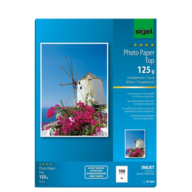 Fotopapier Inkjet Top A4 125g hochweiß high-glossy Sigel IP664 (PACK=100 BLATT) Produktbild