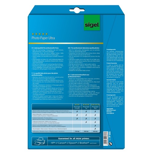 Fotopapier Inkjet Ultra A4 190g superweiß matt Sigel IP666 (PACK=20 BLATT) Produktbild Additional View 2 L