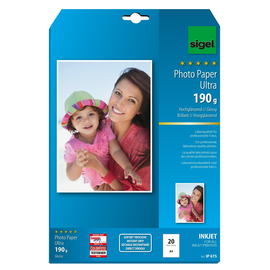 Fotopapier Inkjet Ultra A4 180g superweiß high-glossy Sigel IP675 (PACK=20 BLATT) Produktbild