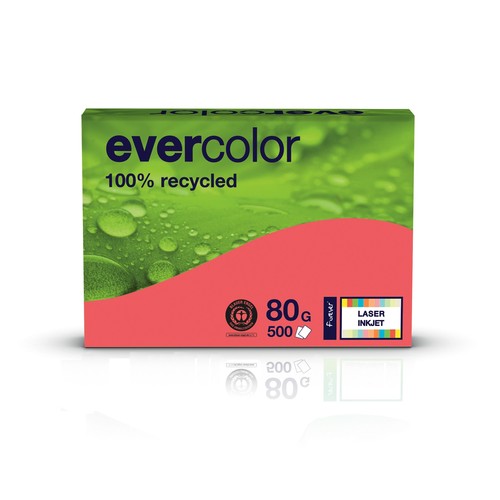 Kopierpapier Evercolor Intensiv A4 80g himbeerrot recycling FSC Blauer Engel (PACK=500 BLATT) Produktbild Front View L