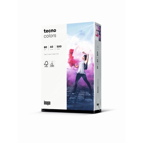 Kopierpapier tecno colors 93 A3 80g hellgrau Pastellfarben ECF FSC EU-Ecolabel (PACK=500 BLATT) Produktbild Front View L
