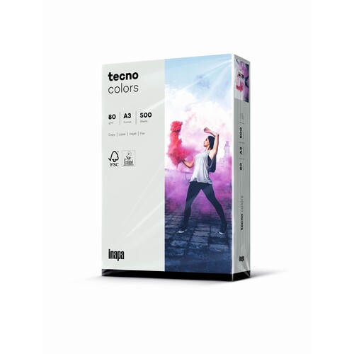 Kopierpapier tecno colors 96 A3 80g grau Pastellfarben ECF FSC EU-Ecolabel (PACK=500 BLATT) Produktbild Front View L