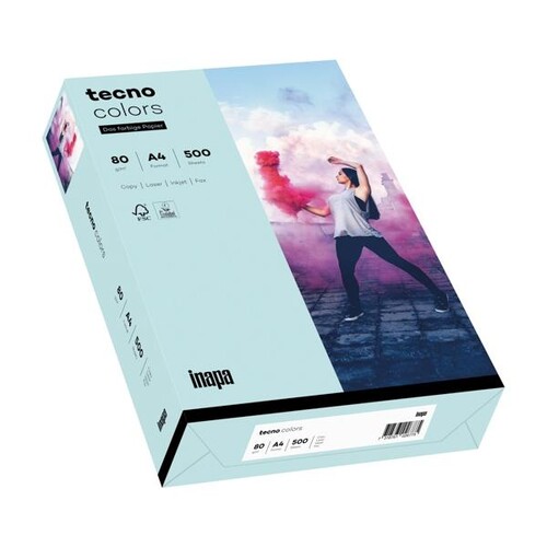 Kopierpapier tecno colors 82 A4 80g hellblau Pastellfarben ECF FSC EU-Ecolabel (PACK=500 BLATT) Produktbild Additional View 1 L