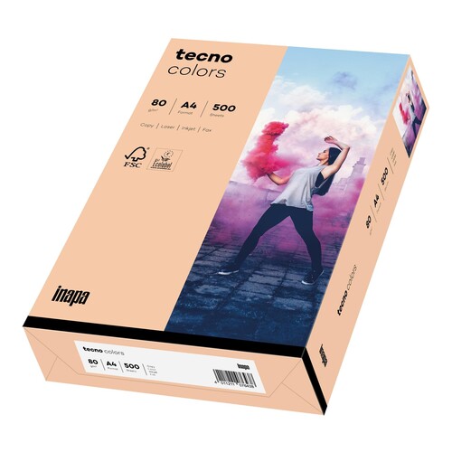 Kopierpapier tecno colors 40 A4 80g lachs Pastellfarben ECF FSC EU-Ecolabel (PACK=500 BLATT) Produktbild Front View L