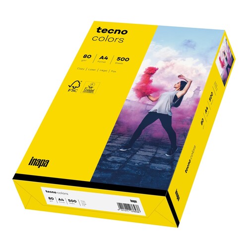 Kopierpapier tecno colors 18 A4 80g intensivgelb Intensivfarben ECF FSC EU-Ecolabel (PACK=500 BLATT) Produktbild