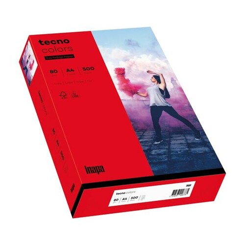 Kopierpapier tecno colors 28 A4 80g intensivrot Intensivfarben ECF FSC EU-Ecolabel (PACK=500 BLATT) Produktbild Additional View 1 L