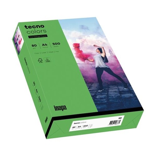 Kopierpapier tecno colors 78 A4 80g intensivgrün Intensivfarben ECF FSC EU-Ecolabel (PACK=500 BLATT) Produktbild Additional View 1 L