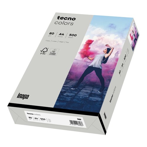 Kopierpapier tecno colors 96 A4 80g grau Pastellfarben ECF FSC EU-Ecolabel (PACK=500 BLATT) Produktbild Front View L