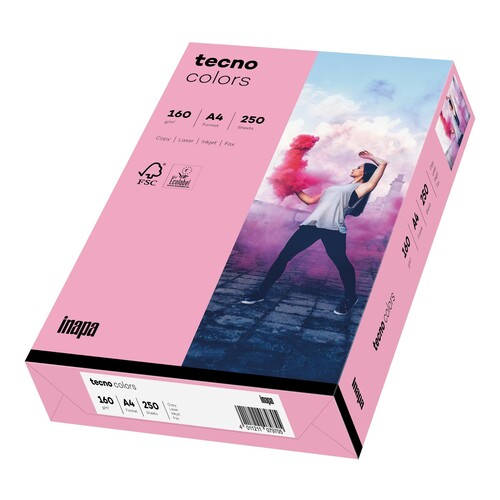 Kopierpapier tecno colors 55 A4 160g rosa Pastellfarben ECF FSC EU-Ecolabel (PACK=250 BLATT) Produktbild Front View L