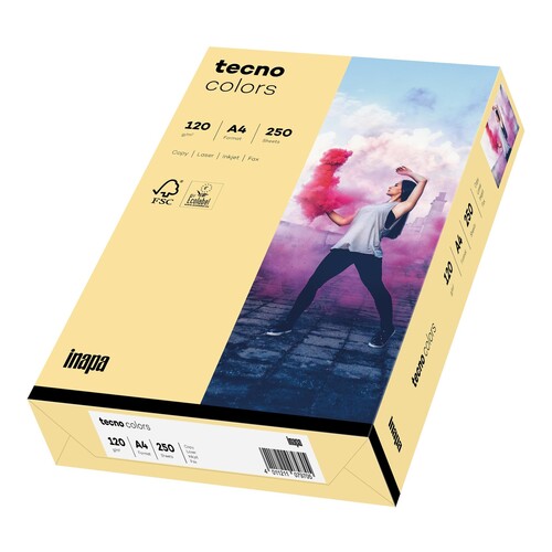 Kopierpapier tecno colors 06 A4 120g chamois Pastellfarben ECF FSC EU-Ecolabel (PACK=250 BLATT) Produktbild Front View L