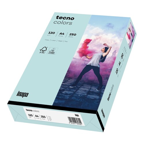 Kopierpapier tecno colors 82 A4 120g hellblau Pastellfarben ECF FSC EU-Ecolabel (PACK=250 BLATT) Produktbild Front View L