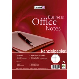 Kanzleipapier Lin.26 kariert mit freiem Rand A3/A4 80g weiß Landré 100050623 (PACK=250 BOGEN) Produktbild