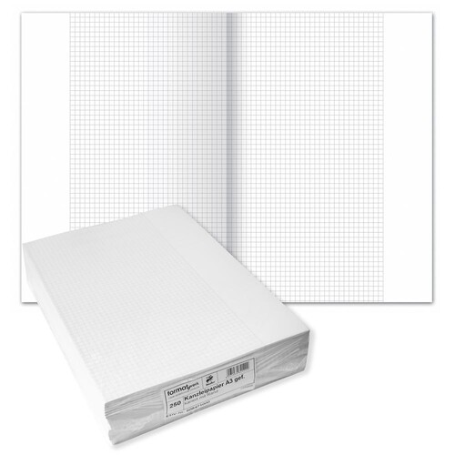 Kanzleipapier Lin.26 kariert mit freiem Rand A3/A4 80g weiß BestStandard (PACK=250 BOGEN) Produktbild