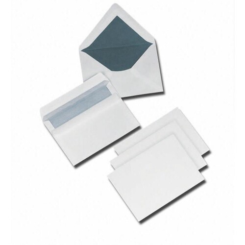 Briefumschlag ohne Fenster mit Seidenfutter B6 125x176mm nassklebend 80g weiß (PACK=500 STÜCK) Produktbild Front View L