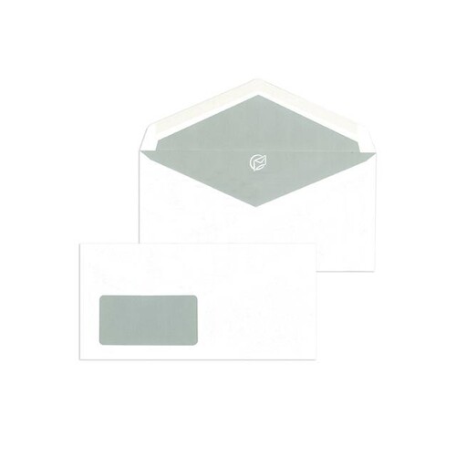 Briefumschlag mit Fenster DIN lang 110x220mm nassklebend 75g weiß mit grauem Innendruck (PACK=1000 STÜCK) Produktbild Front View L